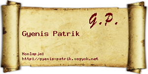 Gyenis Patrik névjegykártya